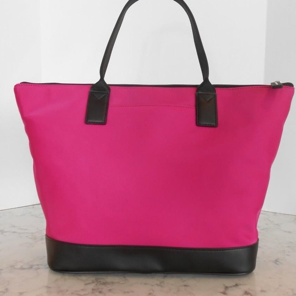 Michael Kors Sport Nylon Large Top Zip Tote Wild Berry/black - Picture 4 of 8